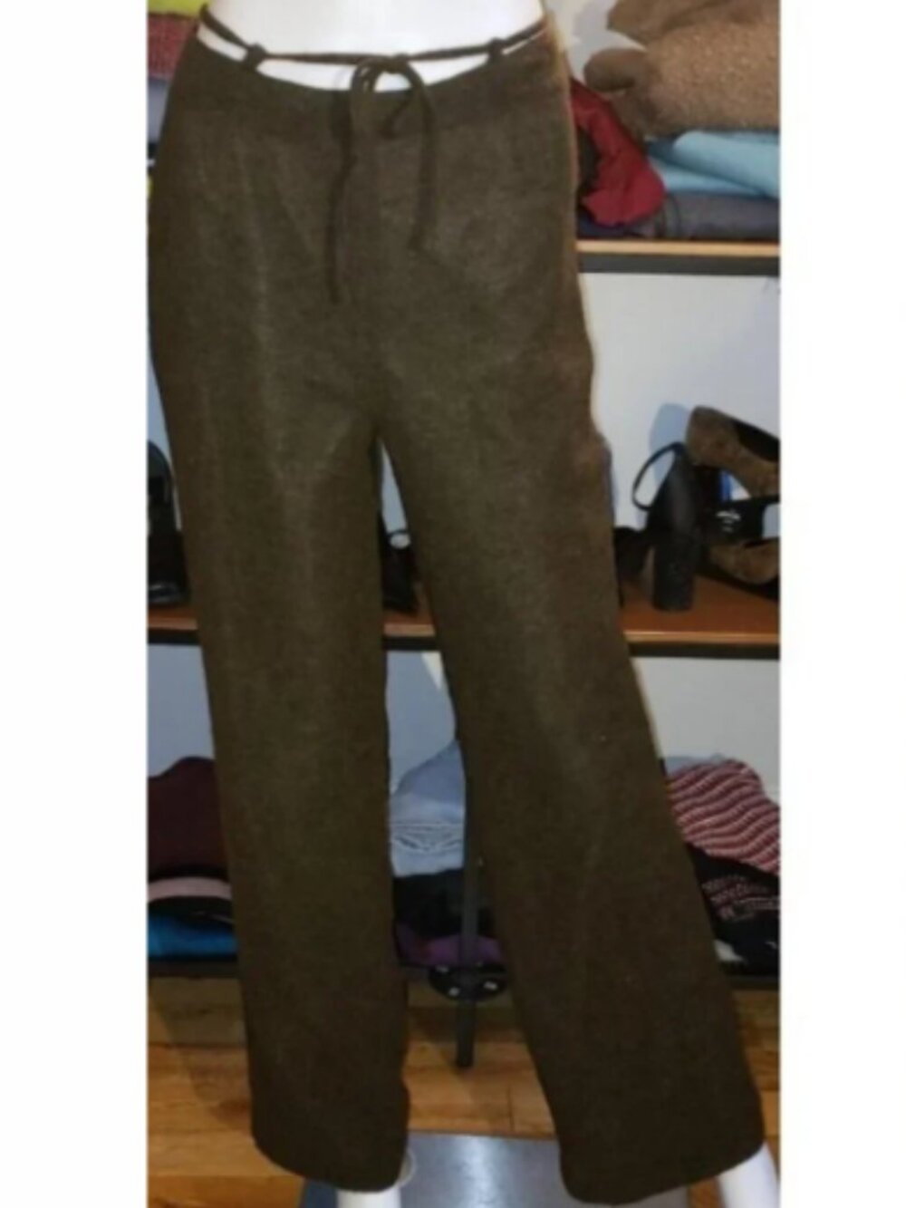 New luxury brown wool super light pants size L